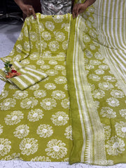 Green Floral Printed Pure Cotton Suit Set