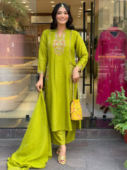 Branded Abstract Cotton Embroidered Kurta Set