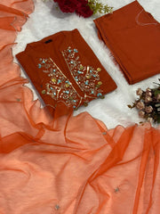 Branded Maroon Abstract Cotton Embroidered Kurta Set