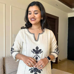 Cream South Cotton Embroidered Co-ord Set