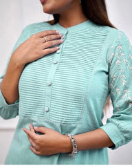 Beautiful Light Blue Rayon Embroidery Kurta Set