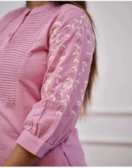 Beautiful Pink Rayon Embroidery Kurta Set