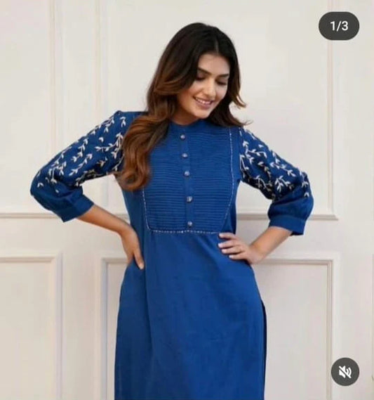 Beautiful Blue Rayon Embroidery Kurta Set
