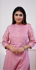 Beautiful Pink Rayon Embroidery Kurta Set