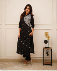 Black Kurta set, Embroidered Kurta set, Laadshop