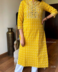 Yellow Kurta set , reyon kurta set , laadshop