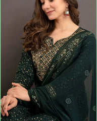 Green Dupatta set, embroidered Dupatta set , Laadshop