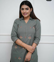 Grey co-ord set, embroidered, laadshop