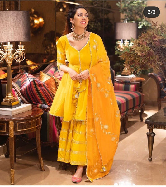 Elegant Reyon Yellow Dupatta Set