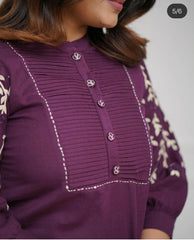 Beautiful Purple Rayon Embroidery Kurta Set