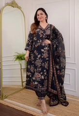 Beautiful Black Rayon Dupatta Set