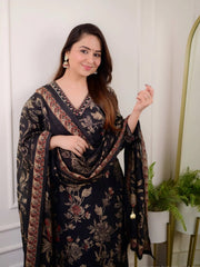 Beautiful Black Rayon Dupatta Set