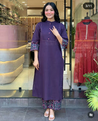 Perfect Purple Embroidery Kurta Set