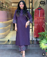 Perfect Purple Embroidery Kurta Set