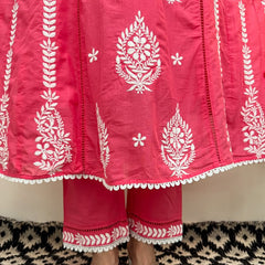 Rani Pink Embroidery Dupatta Set