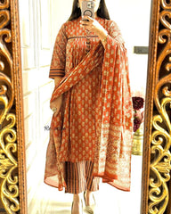 Beautiful Orange Printed Dupatta Set