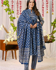 Beautiful Blue Printed Dupatta Set