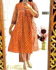 Beautiful Orange Printed Dupatta Set