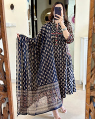 Beautiful Black Printed Dupatta Set