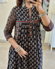 Beautiful Black Printed Dupatta Set