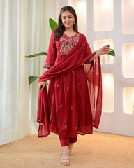 Perfect Red Cotton Dupatta Set