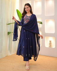Perfect Blue Cotton Dupatta Set