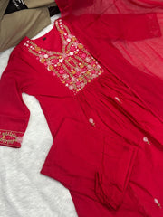 Perfect Red Cotton Dupatta Set