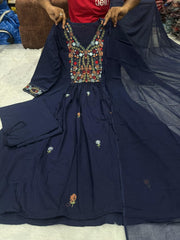 Perfect Blue Cotton Dupatta Set