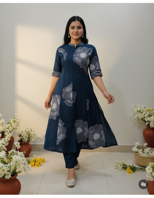 Beautiful Embroidery Blue Co-Ord Set