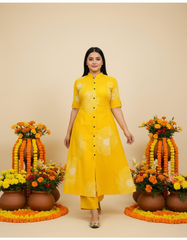 Beautiful Embroidery Yellow Co-Ord Set
