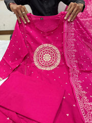 Elegant Pink Cotton Dupatta Set