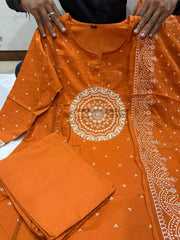 Elegant Rust Orange Cotton Dupatta Set