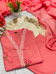 Perfect Baby Pink Cotton Dupatta Set