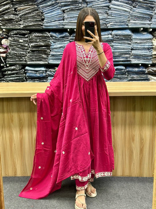 Perfect Rani Pink Cotton Dupatta Set