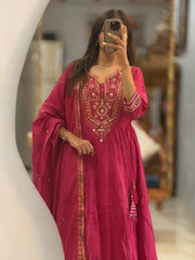 Beautiful Pink Cotton Dupatta Set