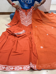 Perfect Orange Cotton Dupatta Set
