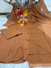 Beautiful Brown Cotton Dupatta Set