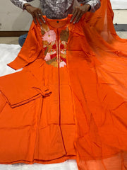 Beautiful Rust Orange Cotton Dupatta Set