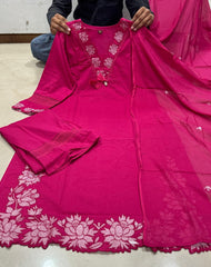 Beautiful Magenta Cotton Dupatta Set