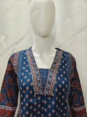 Pure Cotton Printed Straight Kurta Pant Dupatta Set | Sequence Work Neck Design | Women’s Ethnic Wear