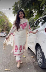 Elegant Cotton Embroidered Suit Set