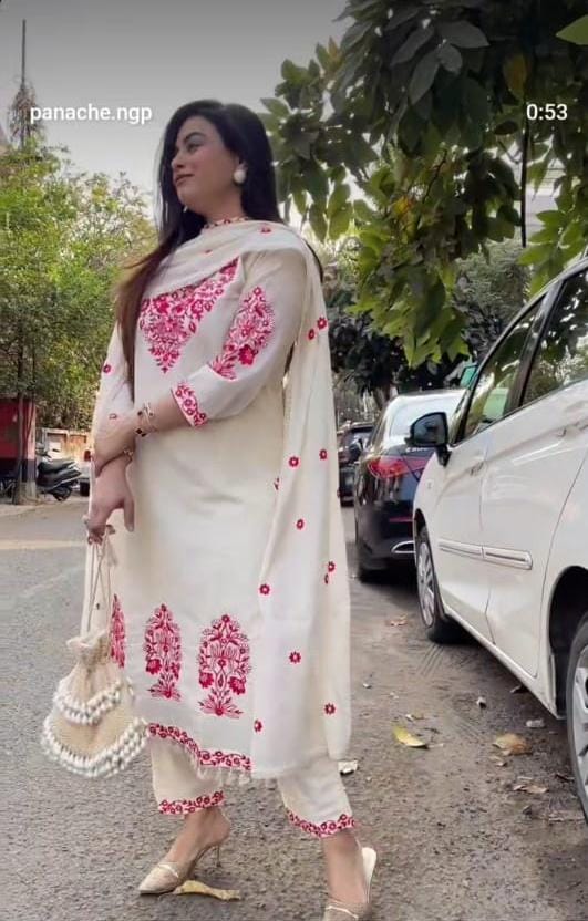 Elegant Cotton Embroidered Suit Set