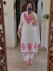 Elegant Cotton Embroidered Suit Set