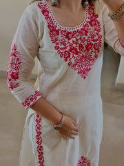 Elegant Cotton Embroidered Suit Set