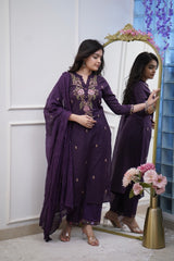 Cotton Embroidered Kurta Pant & Dupatta Set