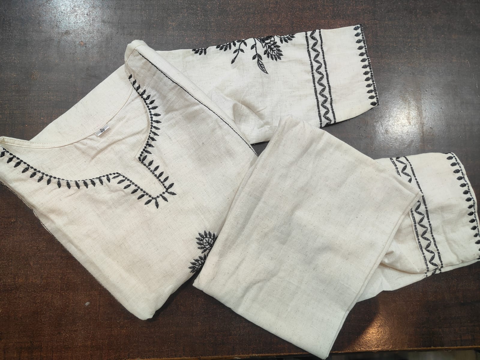 Cream South Cotton Embroidered Co-ord Set