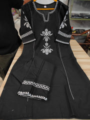 Navy Blue South Cotton Embroidered Co-ord Set