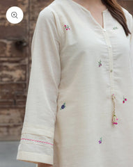 Ivory Cotton Embroidered Kurta Pant Set