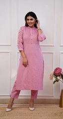 Beautiful Pink Rayon Embroidery Kurta Set