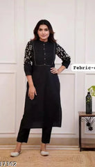 Beautiful Black Rayon Embroidery Kurta Set